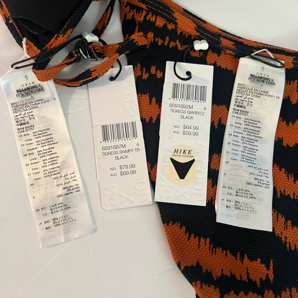 Billabong Orange and Black Tiger Stripe Bikini - Picture 5 of 5